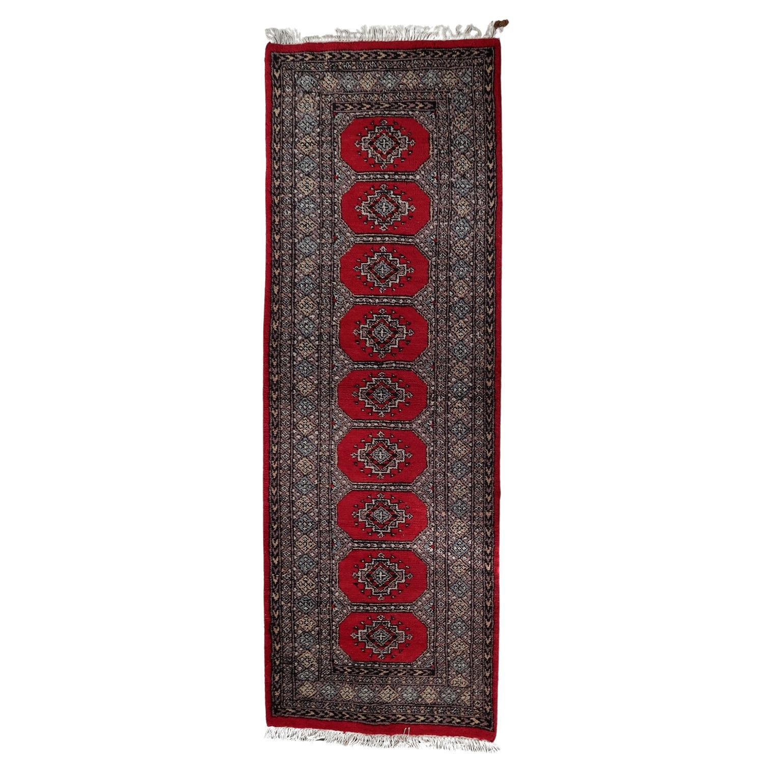 Tapis de course en laine Vintage Uzbek Bukhara, 2.8
x 7.9
- 1C1198