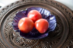 Midcentury Vintage Violet Purple Flower Decorative Glass Plate, Italy, 1960s