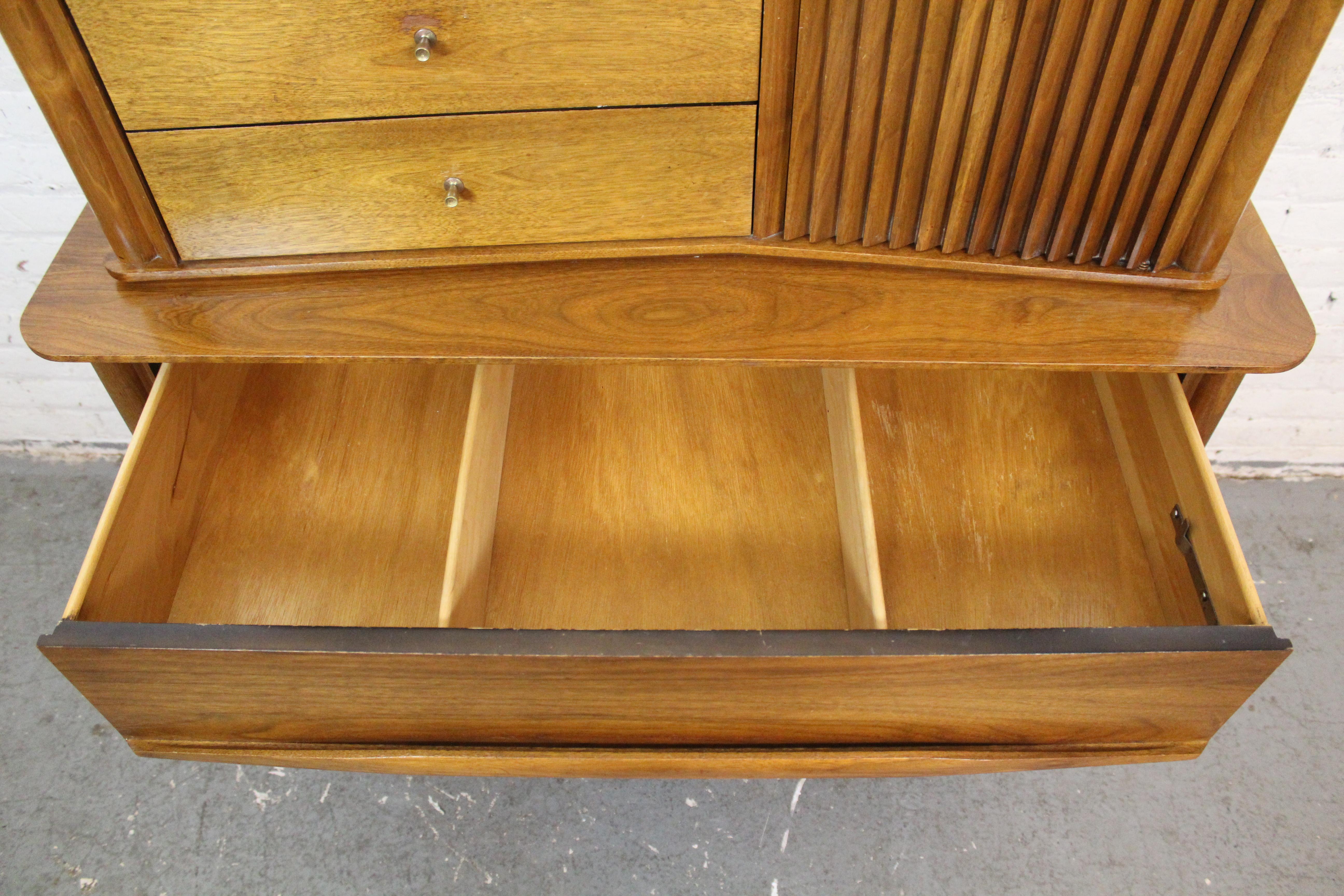 Metal Mid-Century Vintage Walnut Gentleman's Chest by United Furniture For Sale
