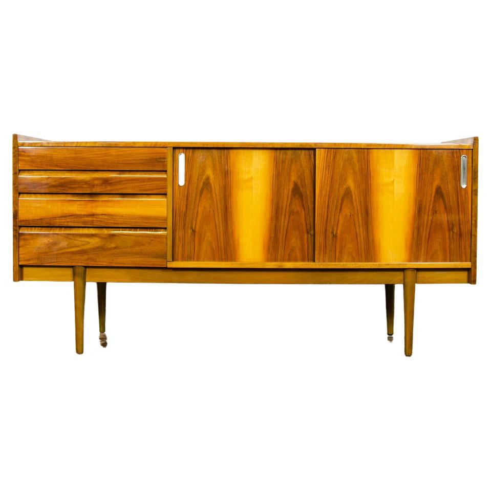 Mid-Century Vintage Walnut High-Gloss Sideboard from Bytomskie Furniture Factory