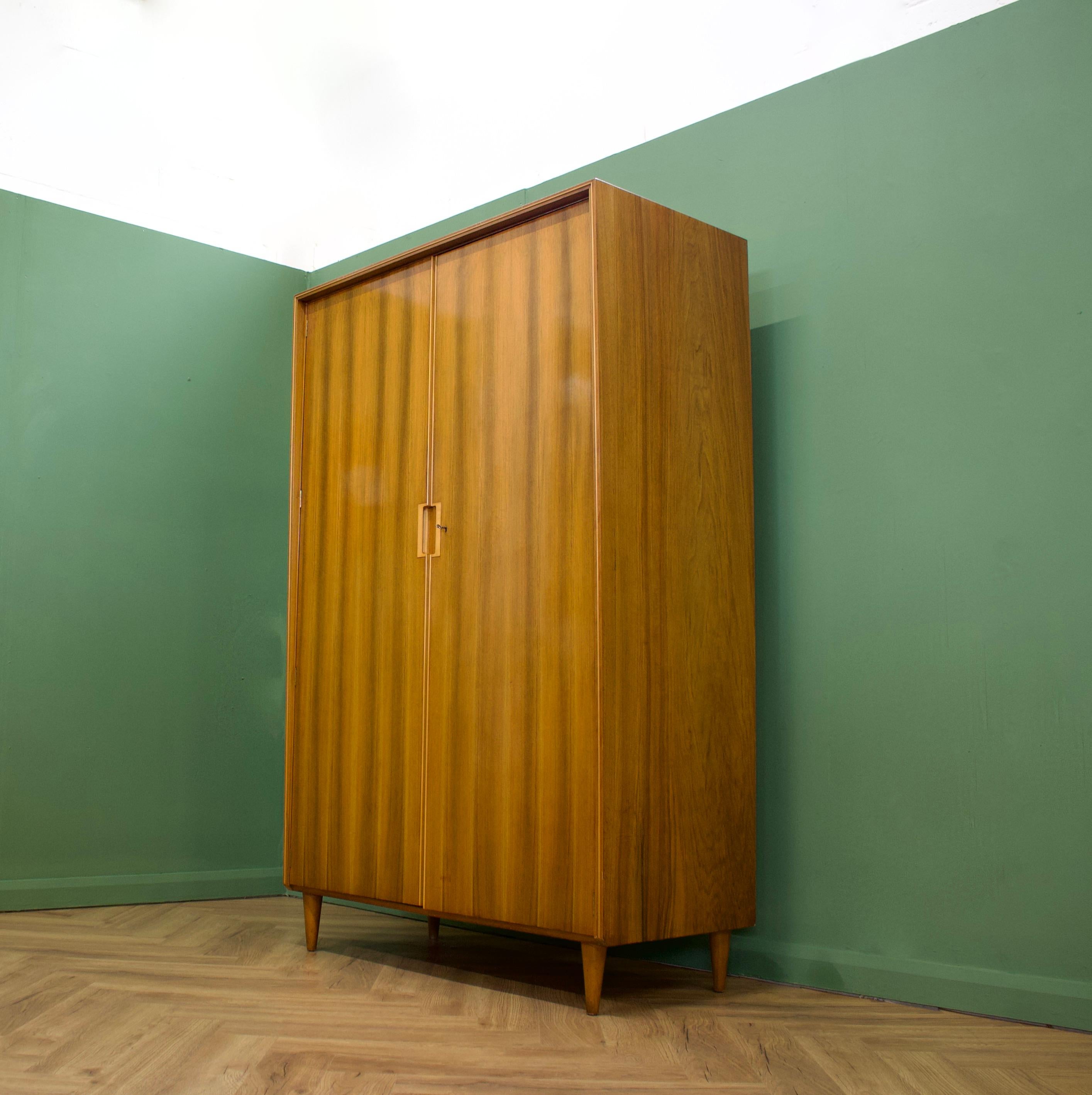 Mid-Century Modern Midcentury Vintage Walnut Wardrobe from Bath Cabinet Makers London, 1960s