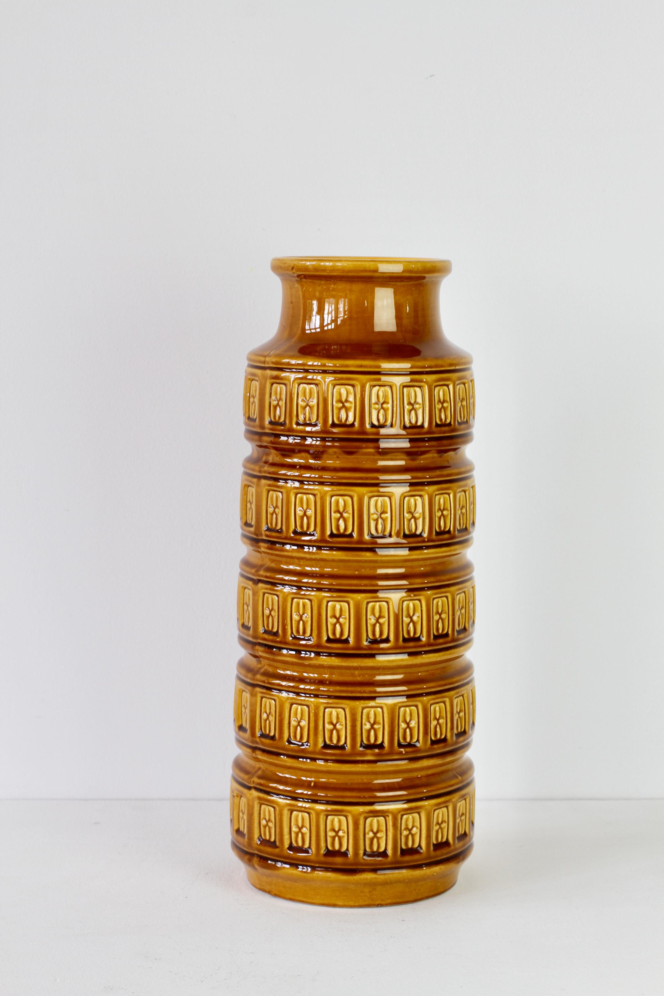 Mid-Century Vintage West German Pottery Amber Vase by Bay Keramik, circa 1970 For Sale 1