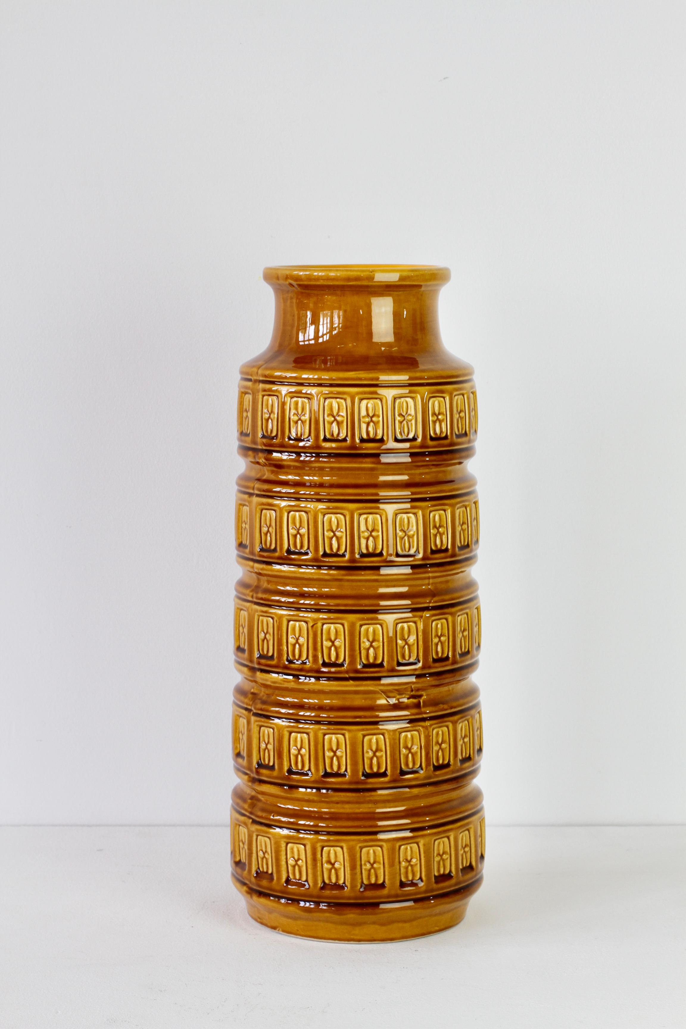 Mid-Century Modern Mid-Century Vintage West German Pottery Amber Vase by Bay Keramik, circa 1970 For Sale
