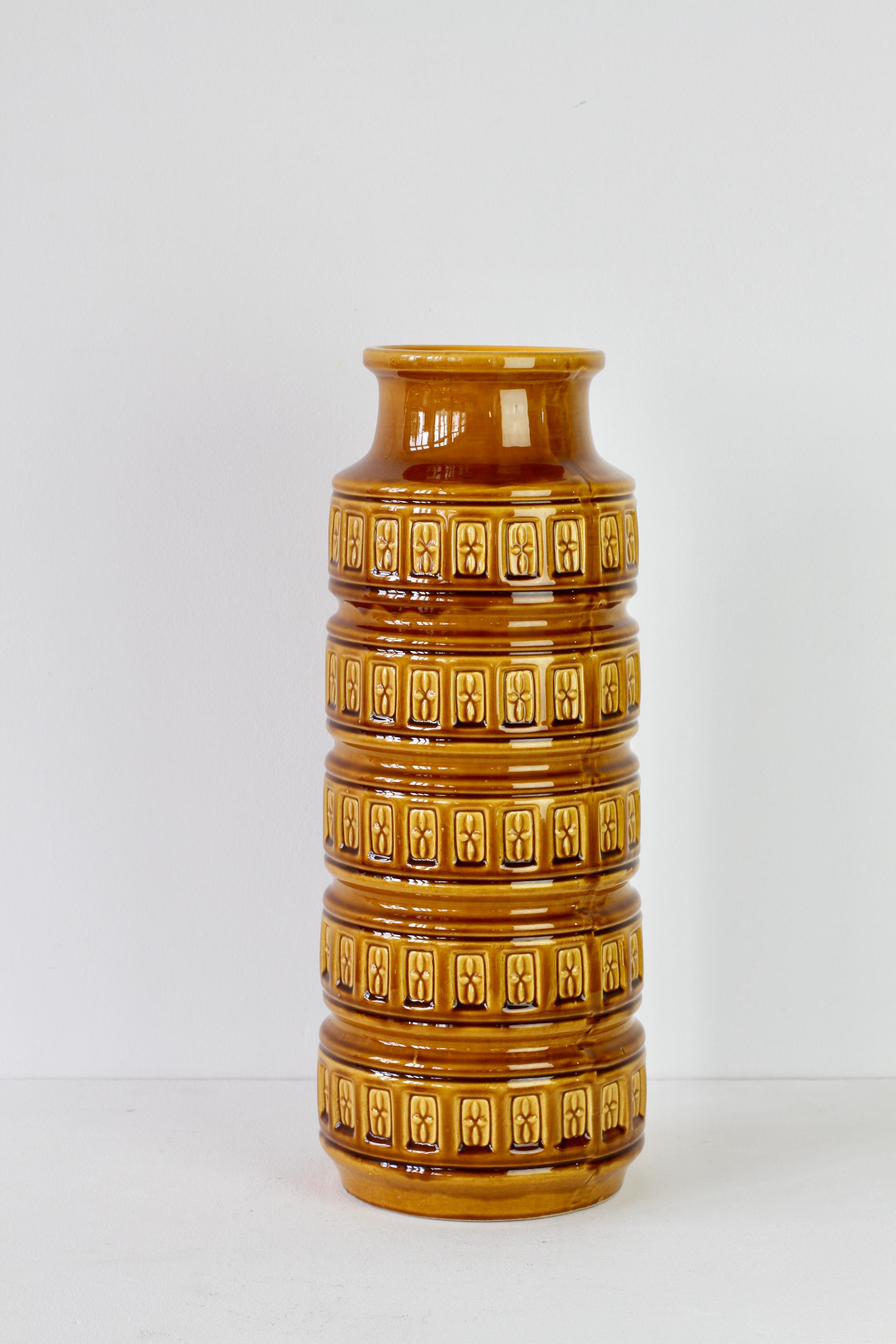 20th Century Mid-Century Vintage West German Pottery Amber Vase by Bay Keramik, circa 1970 For Sale