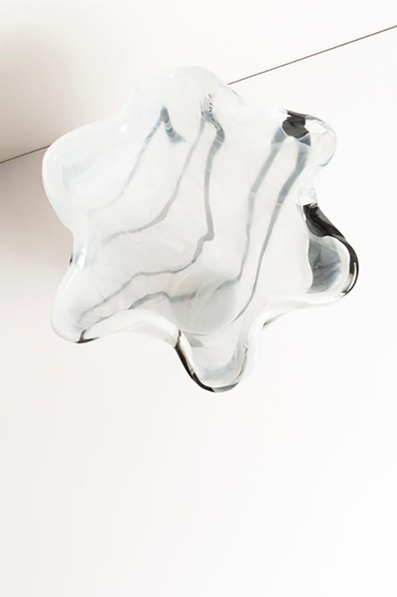 Midcentury Vintage White and Black Big Murano Glass Vase, Italy, 2000s 6