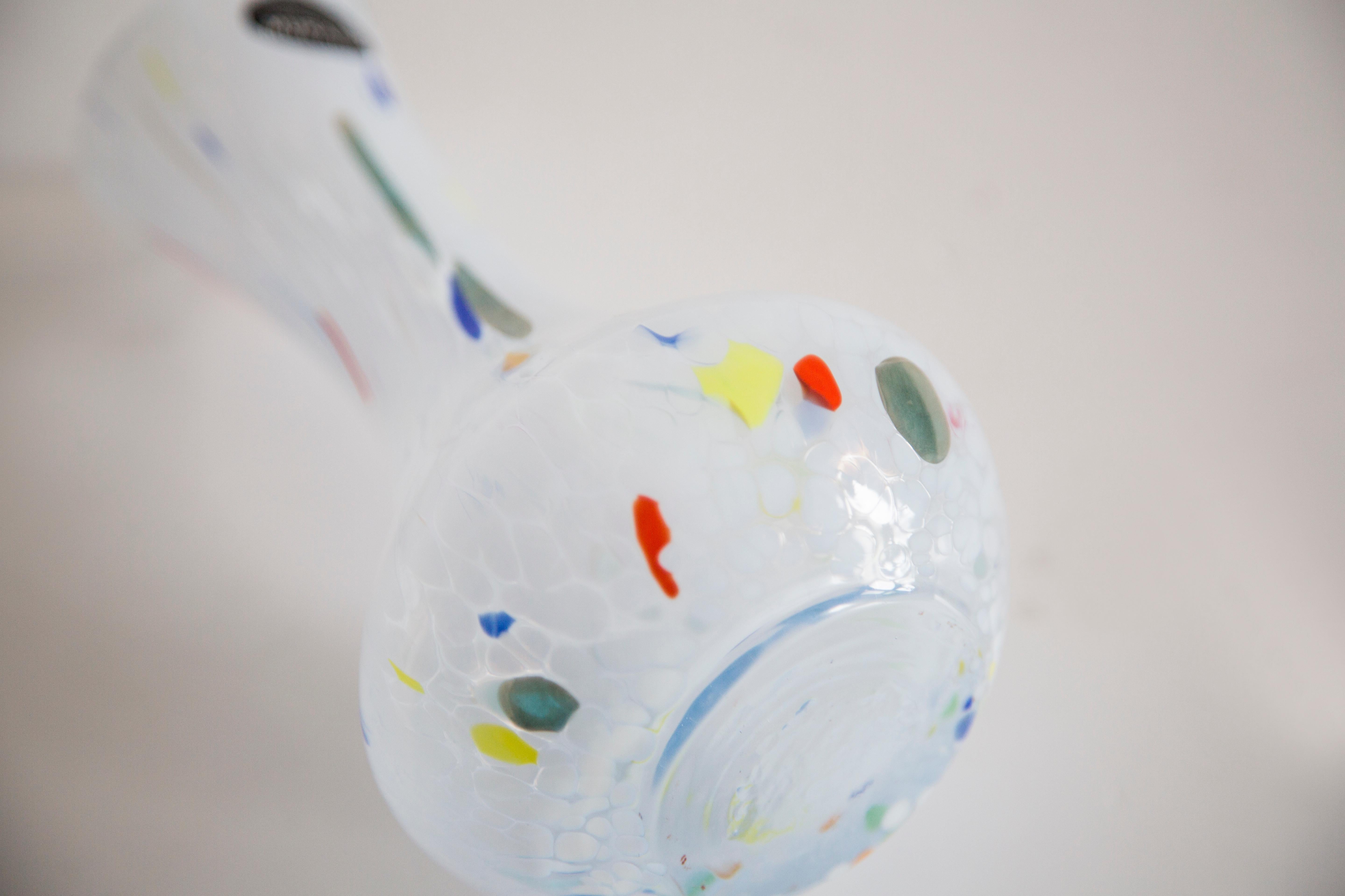 Mid Century Vintage White and Blue Murano Vase, Italy, 1960s For Sale 6