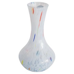 Mid Century Vintage White and Blue Murano Vase, Italy, 1960s