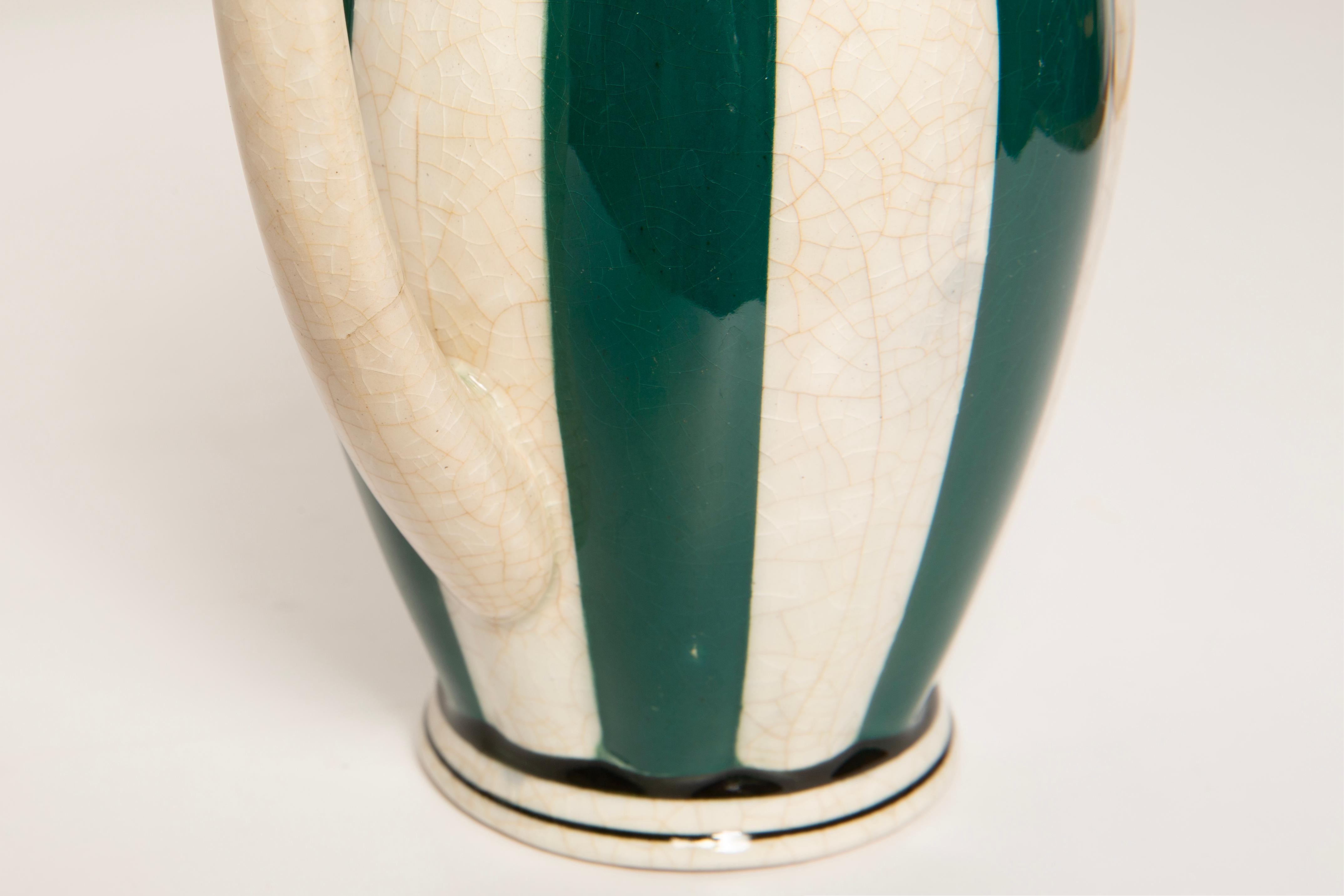 Vase en céramique de porcelaine blanche et verte, Allemagne, années 60 en vente 3