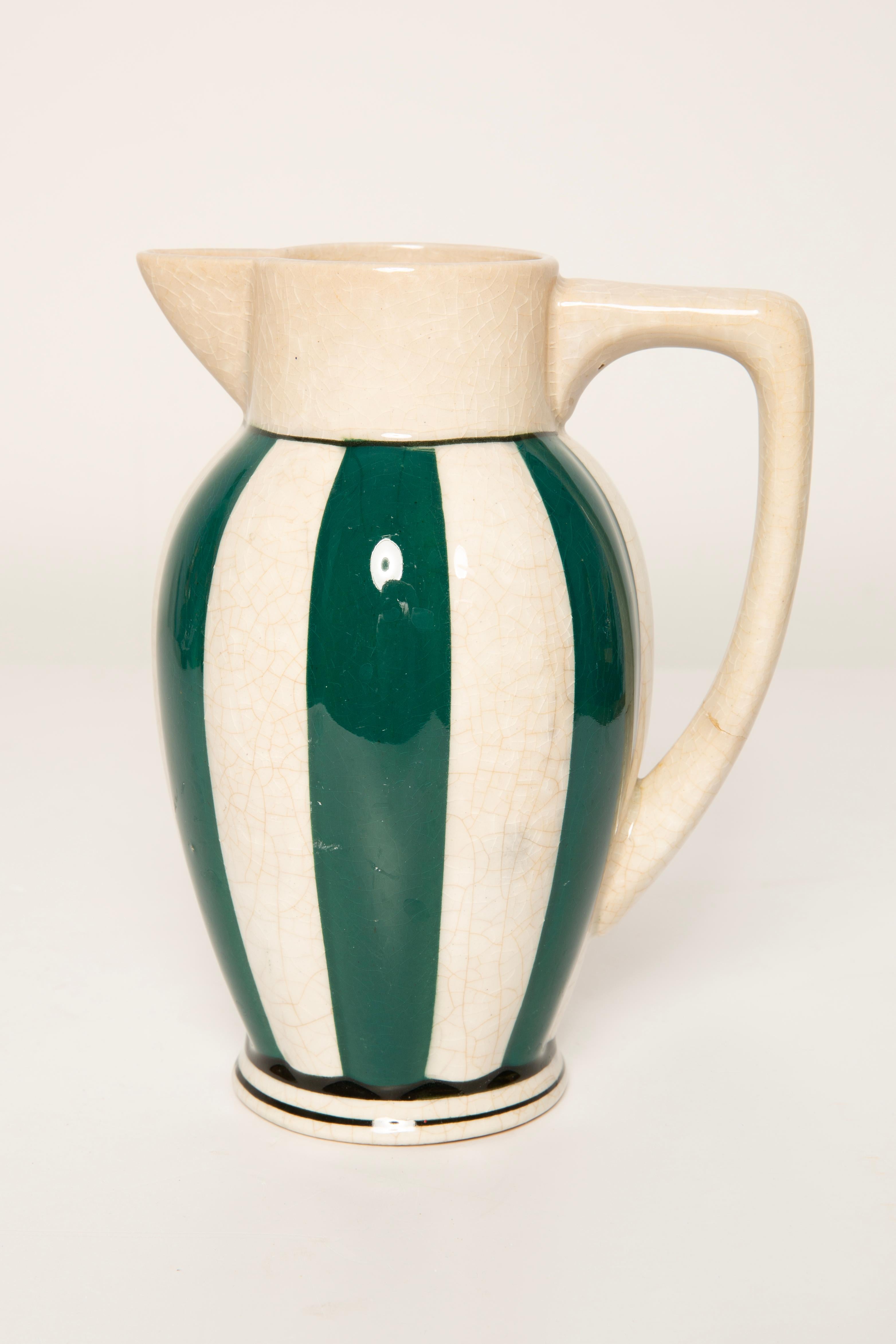 Vase en céramique de porcelaine blanche et verte, Allemagne, années 60 Bon état - En vente à 05-080 Hornowek, PL