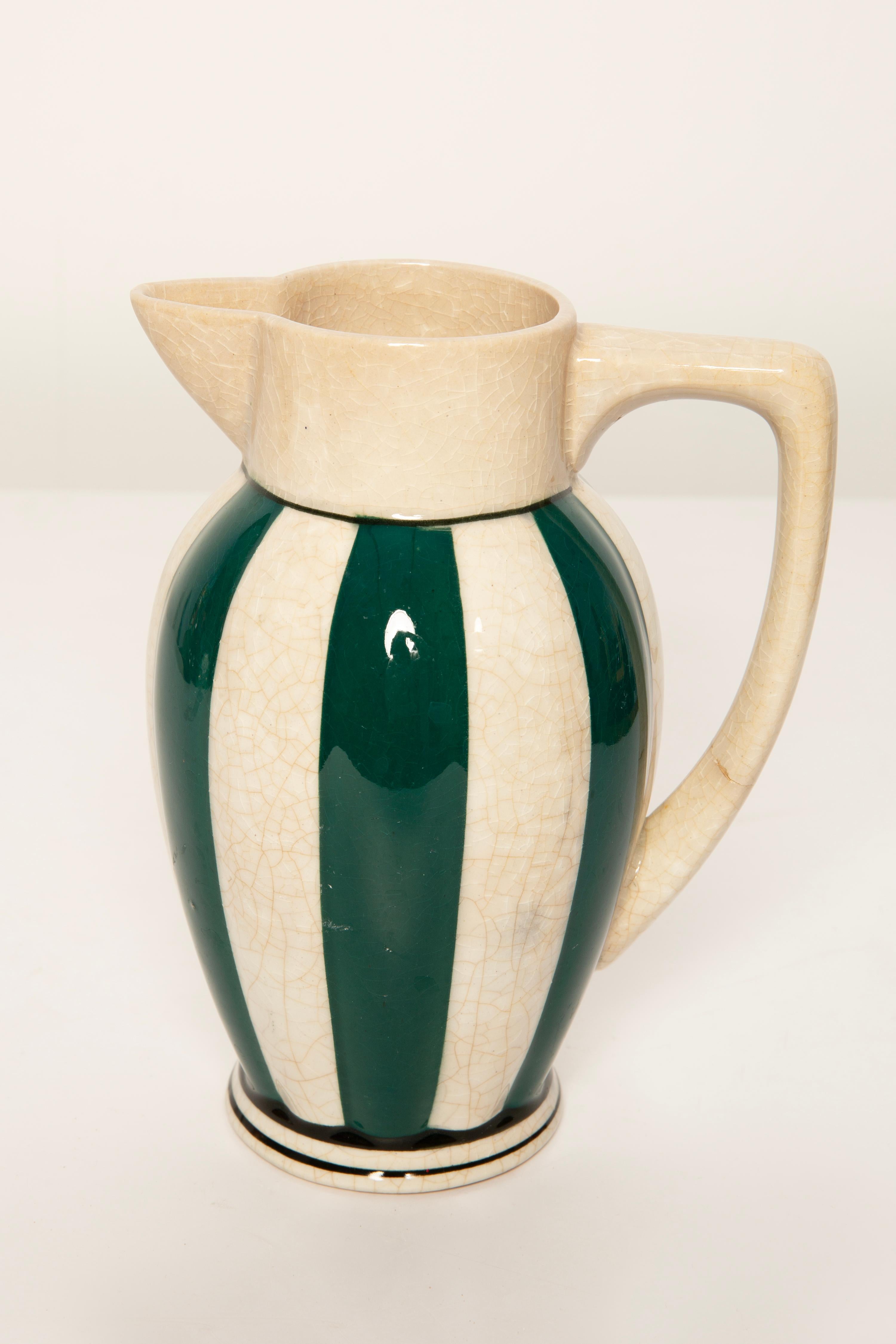 20ième siècle Vase en céramique de porcelaine blanche et verte, Allemagne, années 60 en vente