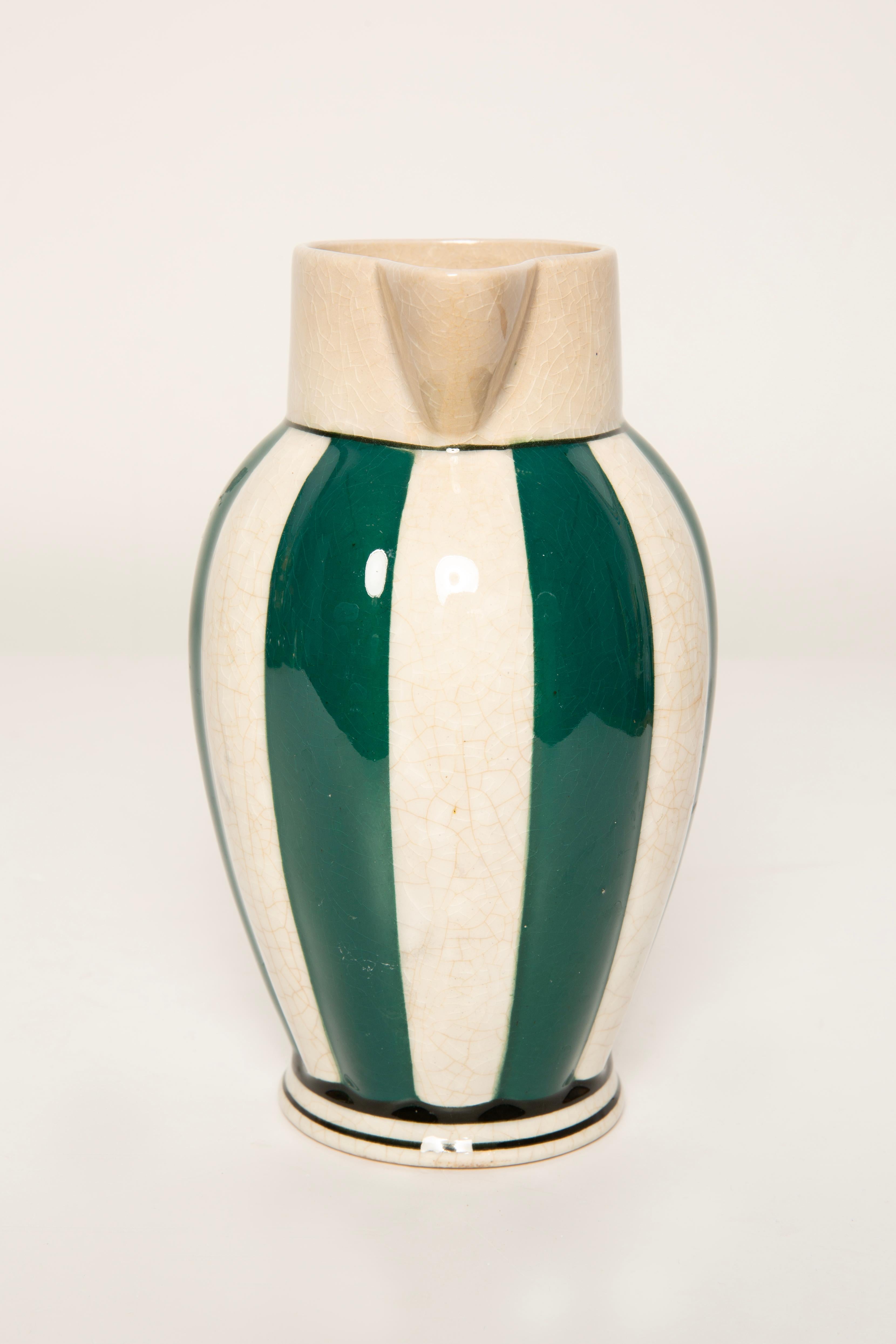 Céramique Vase en céramique de porcelaine blanche et verte, Allemagne, années 60 en vente