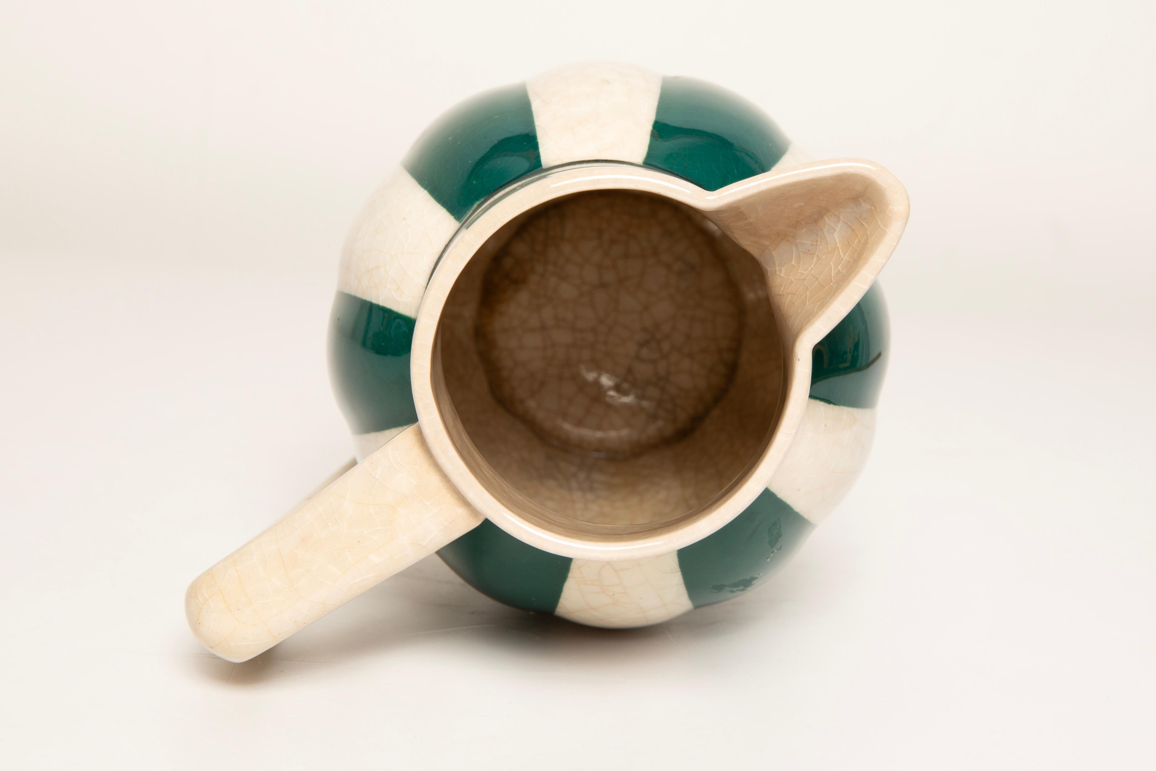 Vase en céramique de porcelaine blanche et verte, Allemagne, années 60 en vente 1