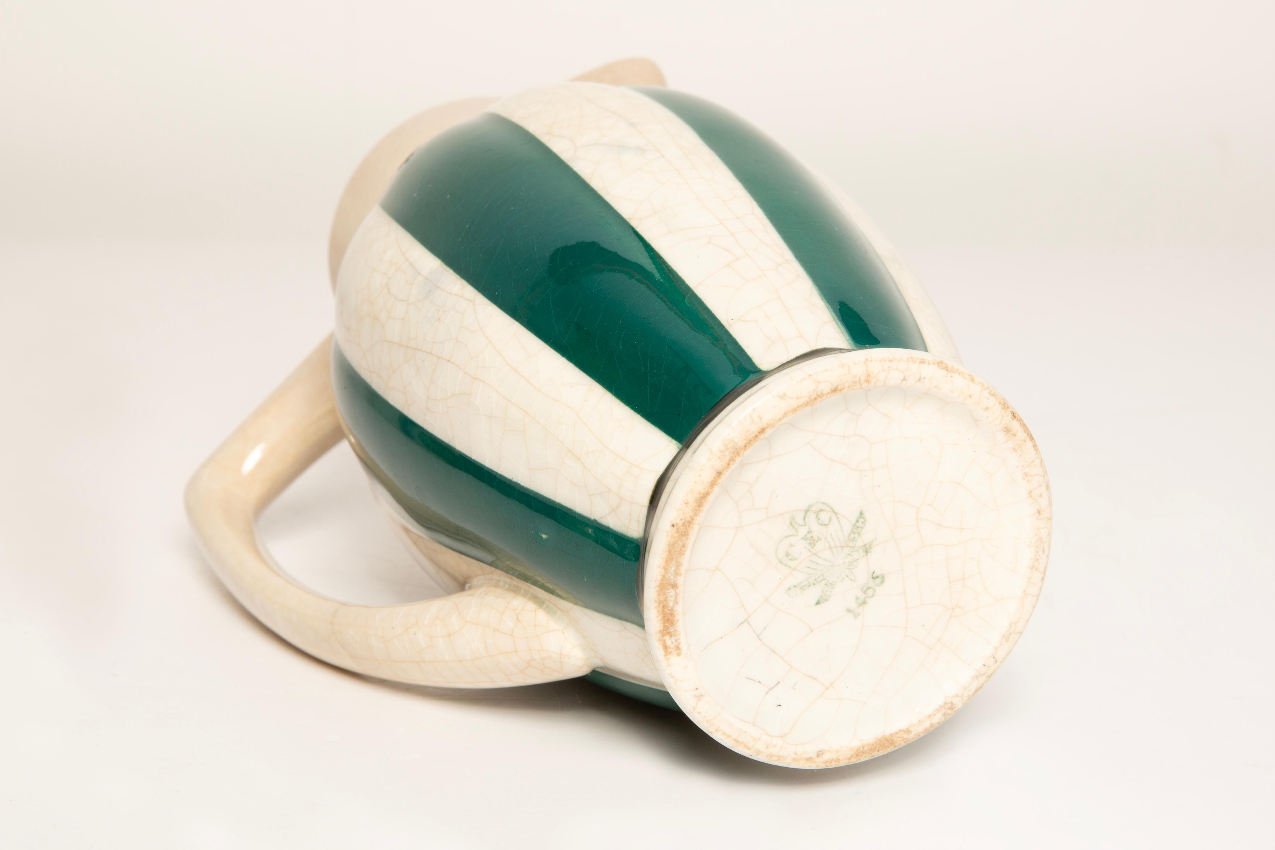 Vase en céramique de porcelaine blanche et verte, Allemagne, années 60 en vente 2