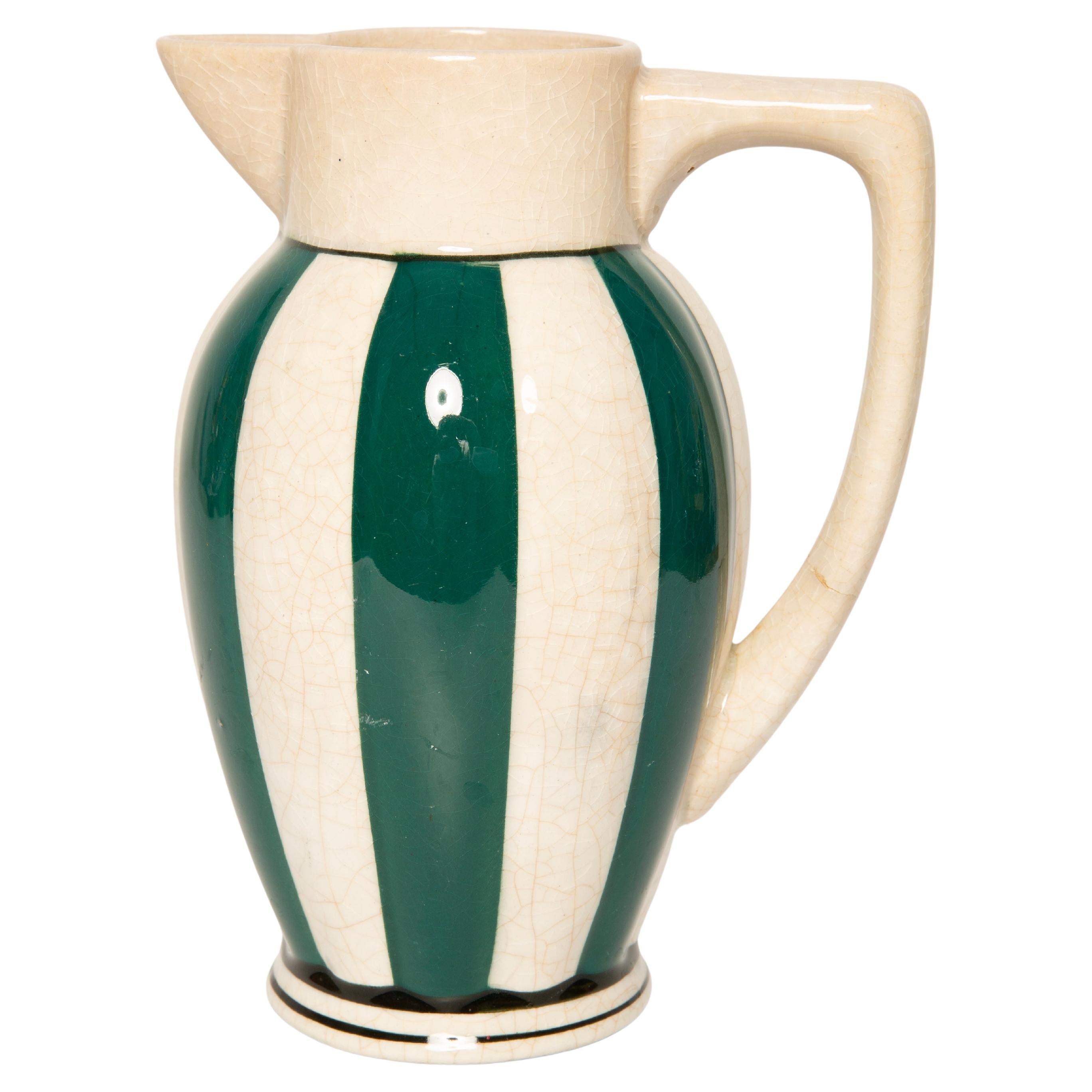 Vase en céramique de porcelaine blanche et verte, Allemagne, années 60