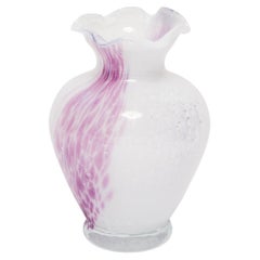 Mid Century Vintage White and Purple Small Murano Vase, Italy, 1960s