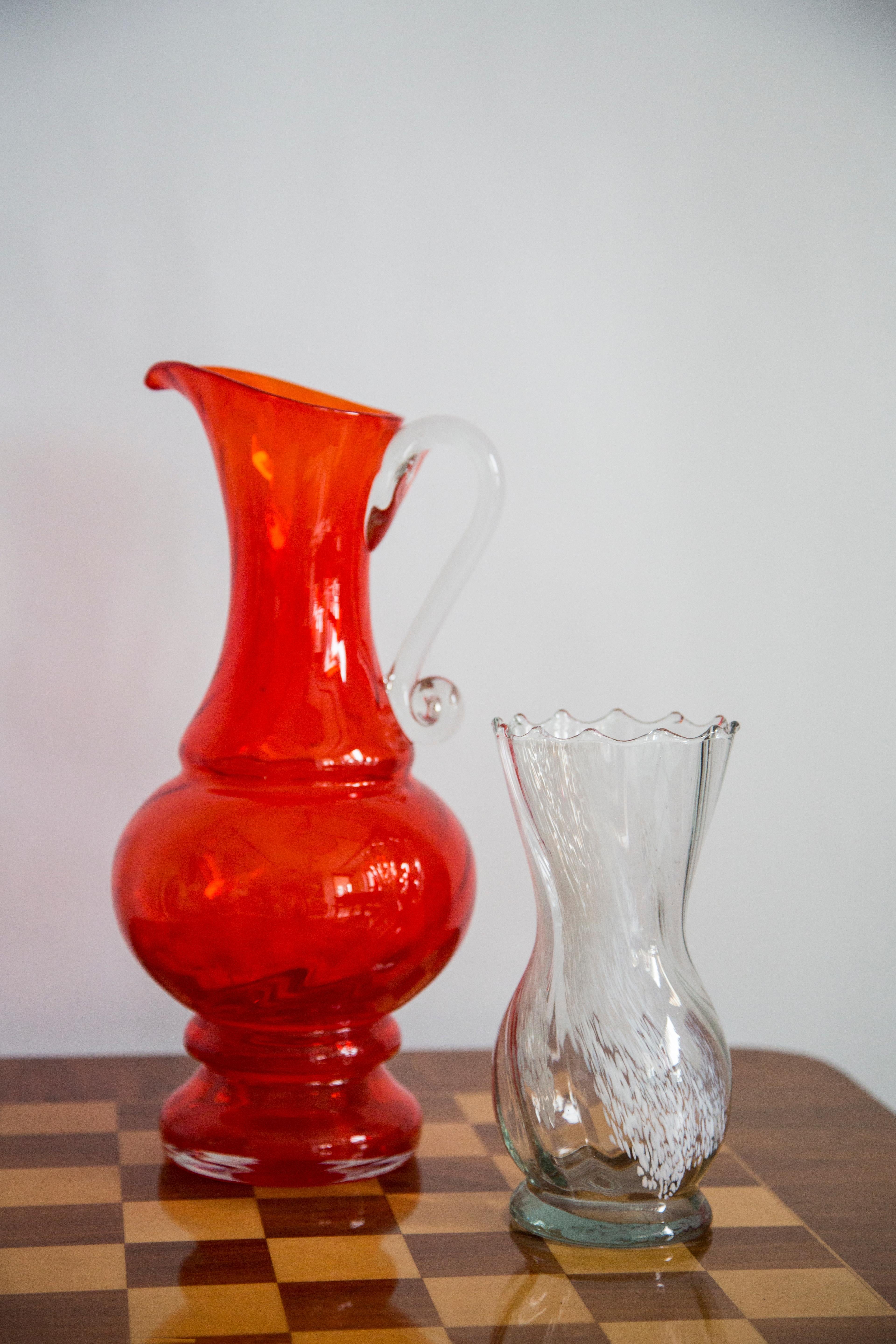 Verre Vase en verre artistique blanc et transparent du milieu du siècle dernier, Europe, 1970 en vente