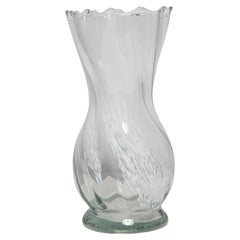 Mid Century Retro White and Transparent Artistic Glass Vase, Europe, 1970s