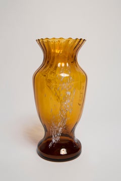 Mid Century Vintage White and Yellow Artistic Glass Vase, Europe, 1970s