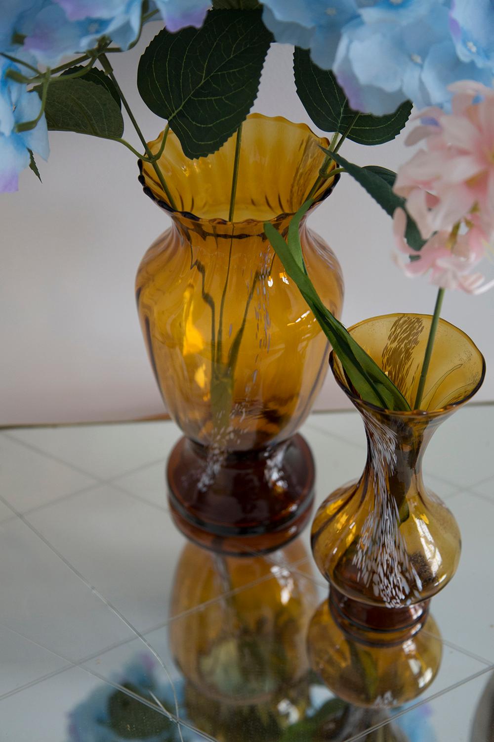 20th Century Mid Century Vintage White and Yellow Artistic Glass Vase, Europe, 1970s For Sale