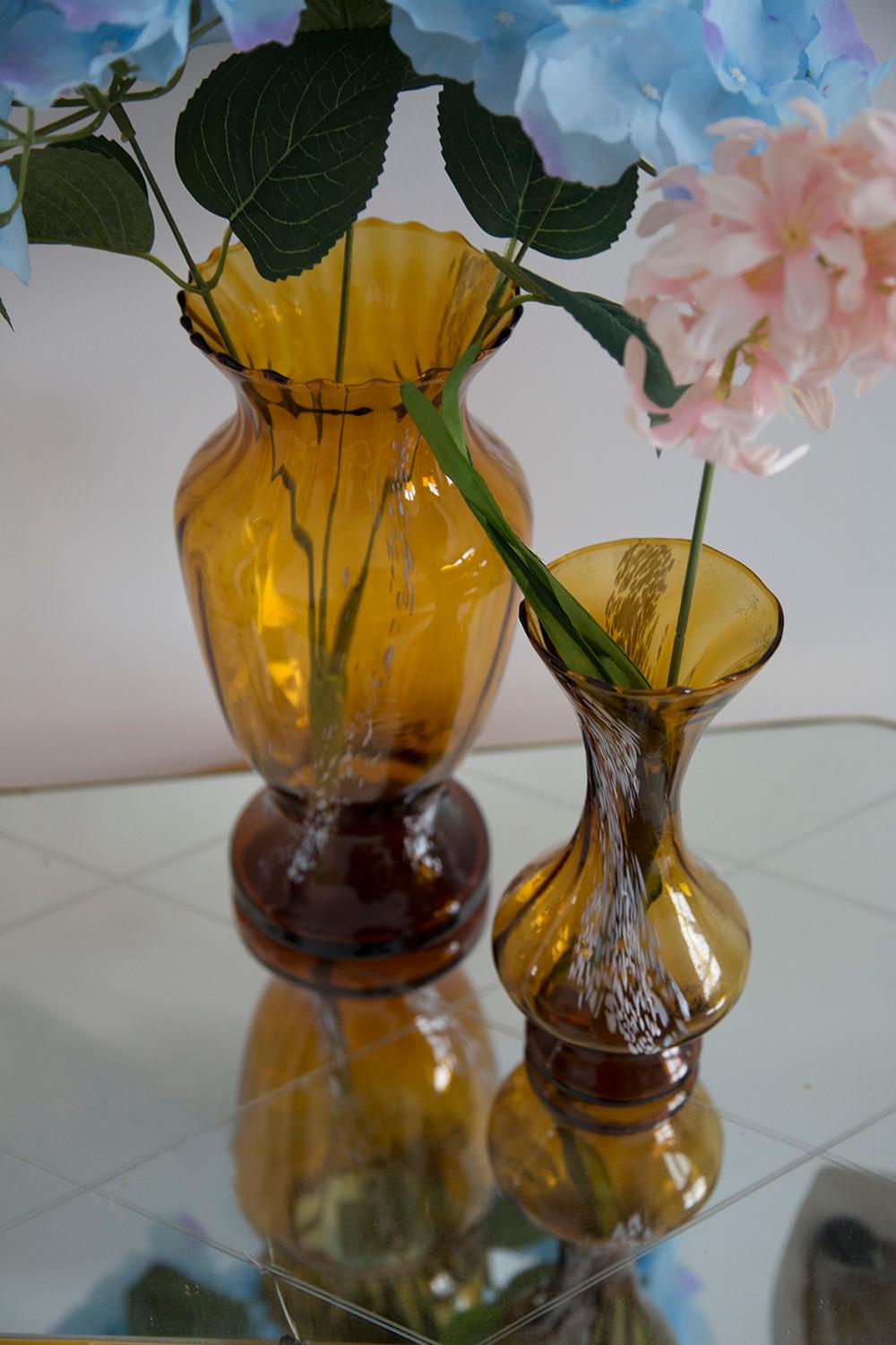 Mid Century Vintage White and Yellow Artistic Glass Vase, Europe, 1970s For Sale 1