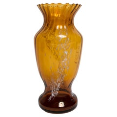 Mid Century Vintage White and Yellow Artistic Glass Vase, Europe, 1970s
