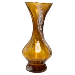 Mid Century Retro White and Yellow Artistic Glass Vase, Europe, 1970s