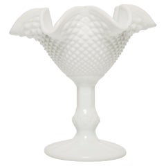 Midcentury Vintage White Glass Sugar Bowl, Italy, 1960s