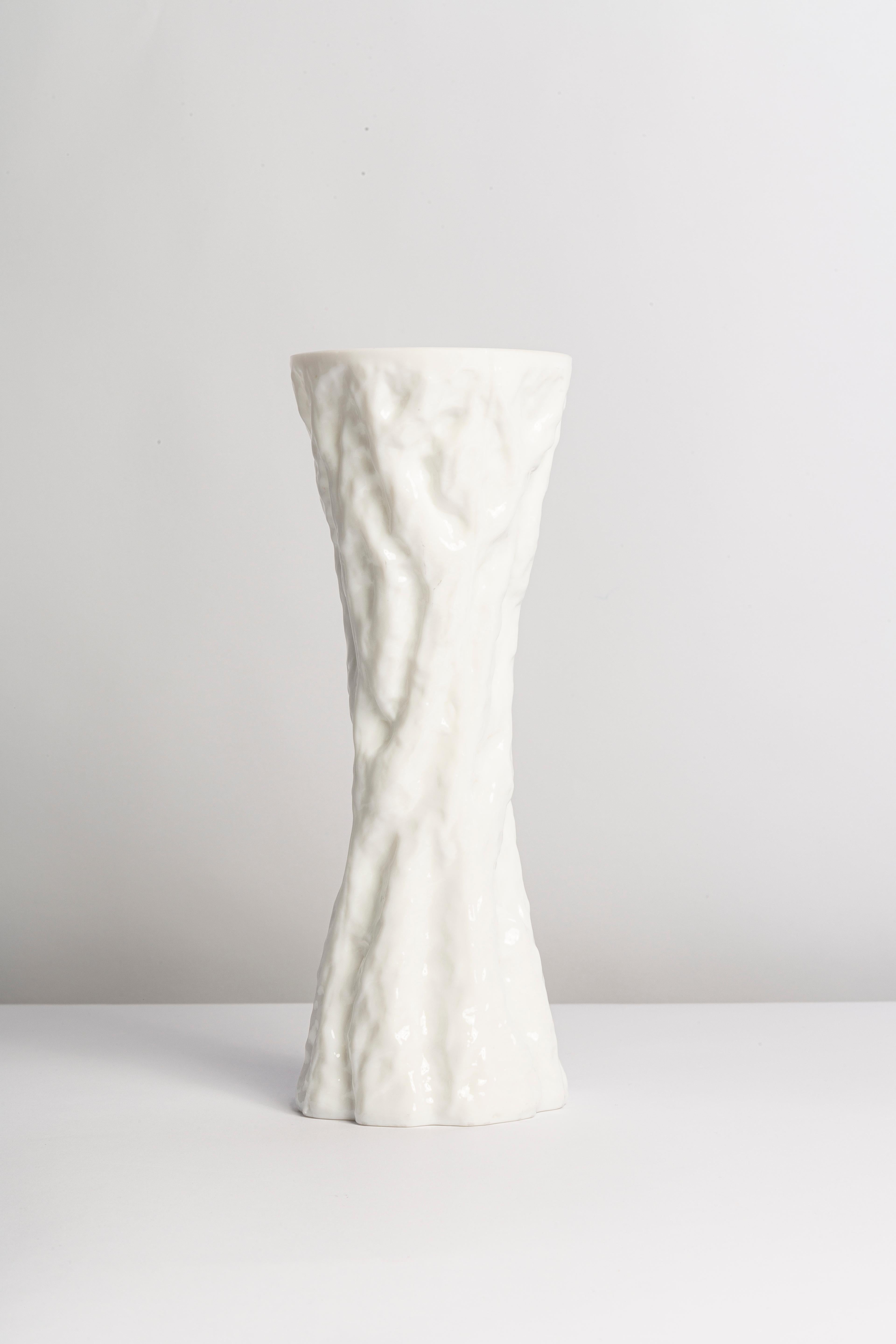 Mid-Century Modern Mid Century Vintage White Ingrid Glass Vase Rock Crystal, Germany, 1970s For Sale