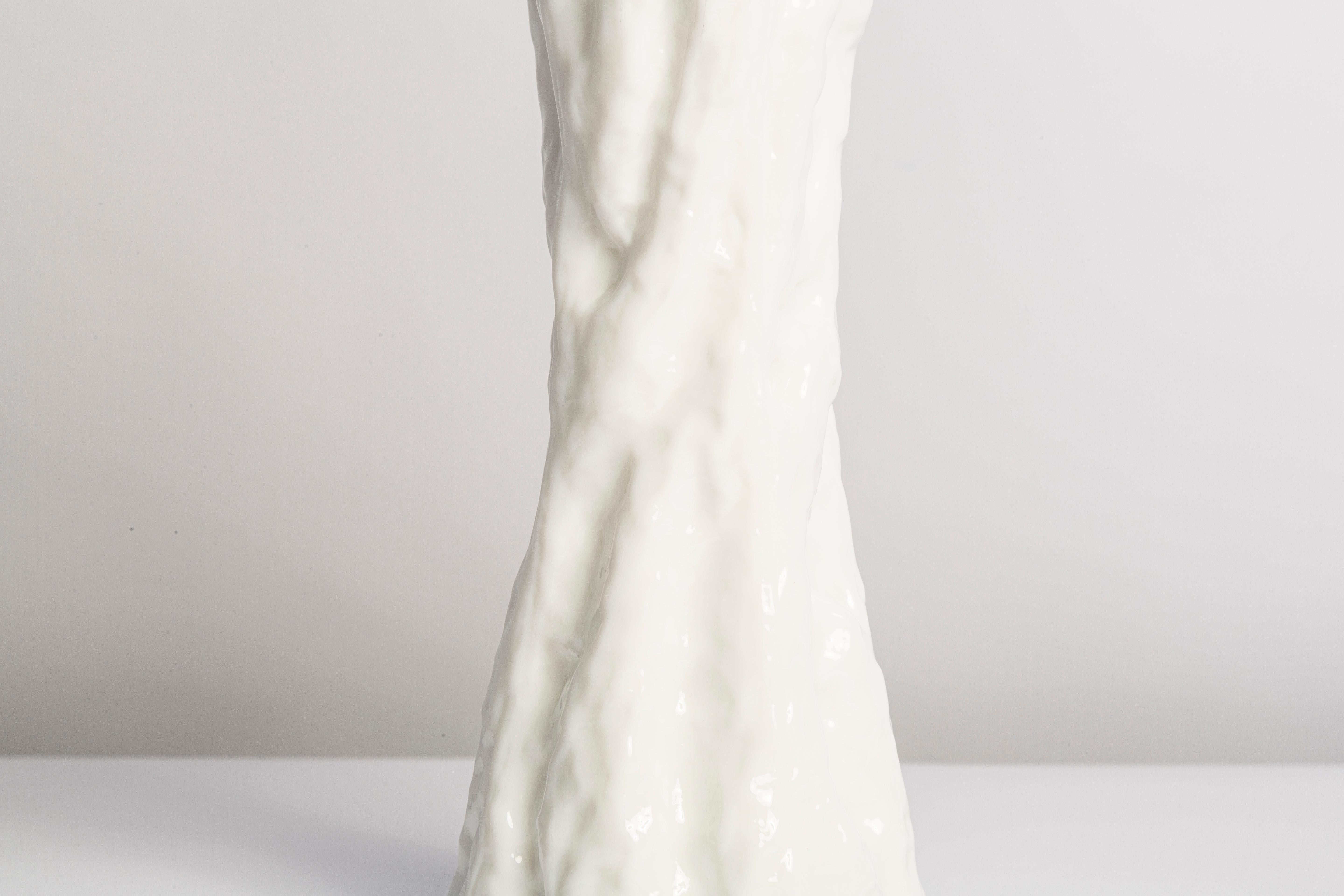 Mid Century Vintage White Ingrid Glass Vase Rock Crystal, Germany, 1970s For Sale 1