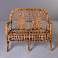 Mid-Century Vintage Wicker Settee