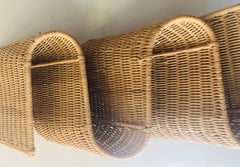 Midcentury Vintage Wicker Wall Mount Magazine Rack Holder