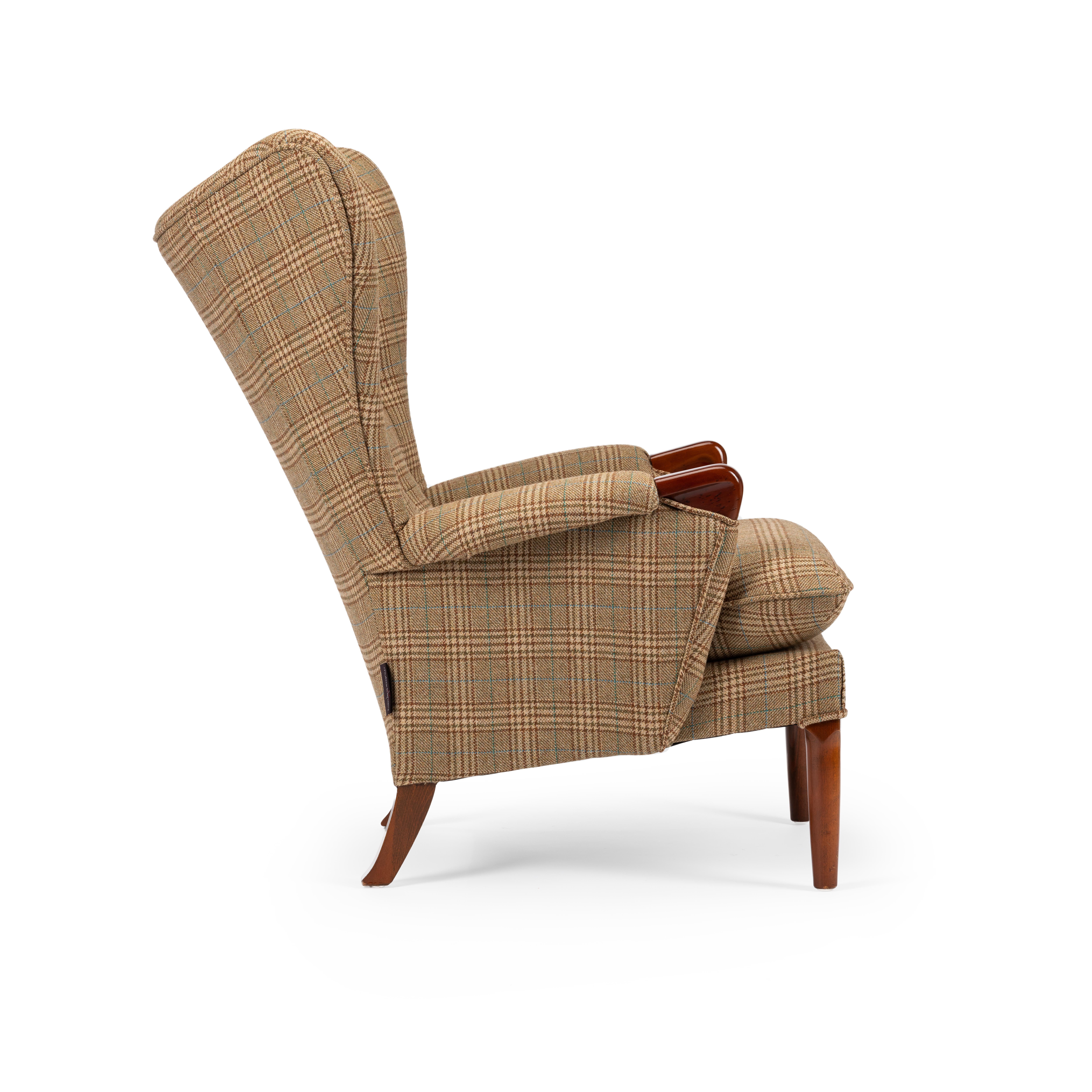 Midcentury Vintage Wingback Chairs Reupholstered in Yorkshire Tweed, circa 1960s 4