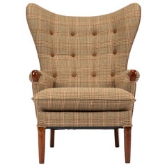 Midcentury Vintage Wingback Chairs Reupholstered In Yorkshire Tweed, circa 1960s