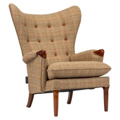 Midcentury Vintage Wingback Chairs Reupholstered in Yorkshire Tweed, circa 1960s