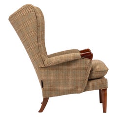 Midcentury Vintage Wingback Chairs Reupholstered in Yorkshire Tweed, circa 1960s