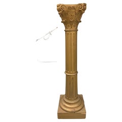 Mid Century Vintage Wood Carved Corinthian Column Pedestal
