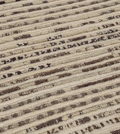 Alfombra turca de rayas de lana y cáñamo Vintage de mediados de siglo