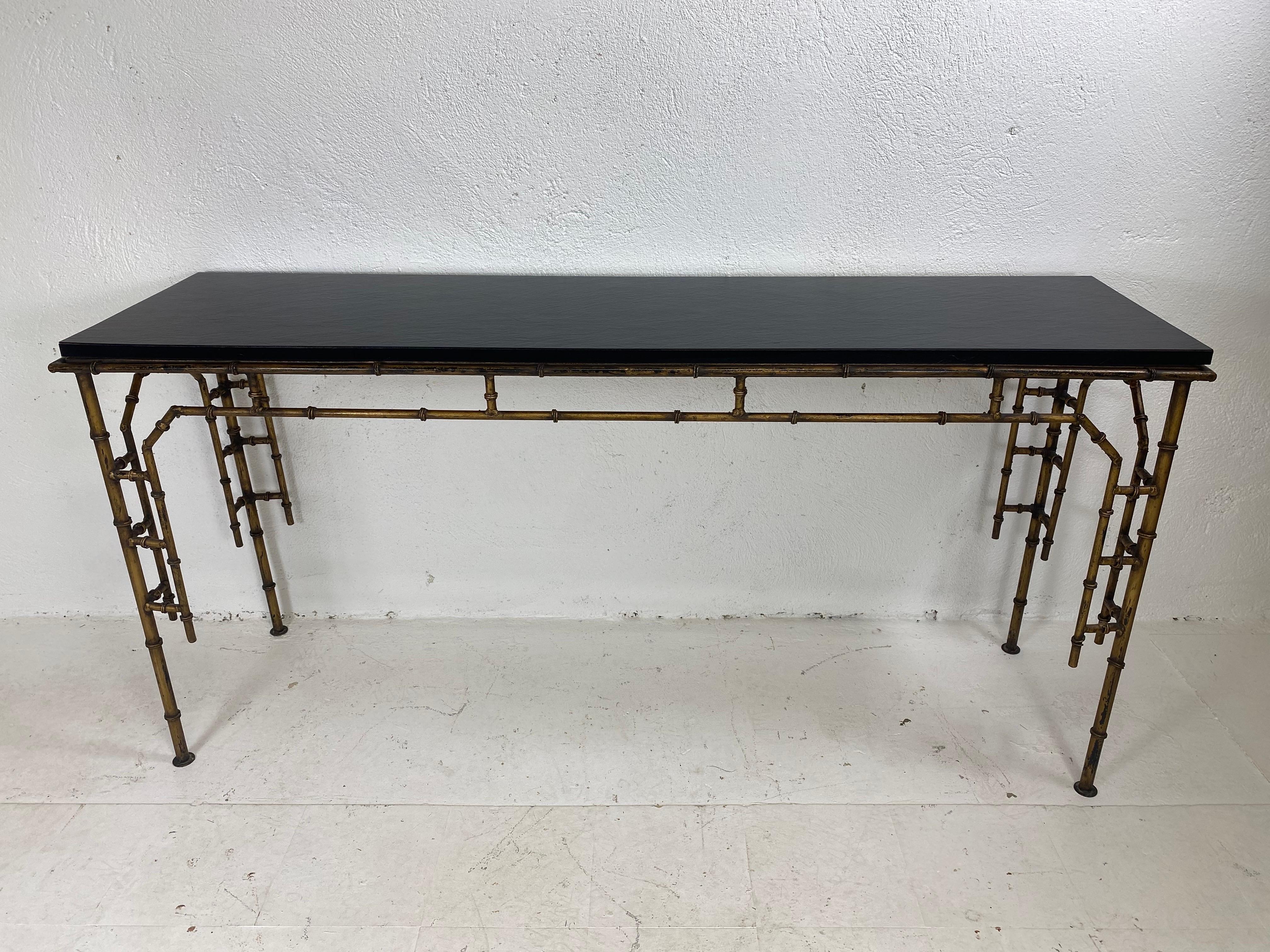 Consola/sofá de hierro forjado de imitación de bambú vintage de mediados de siglo en venta 3