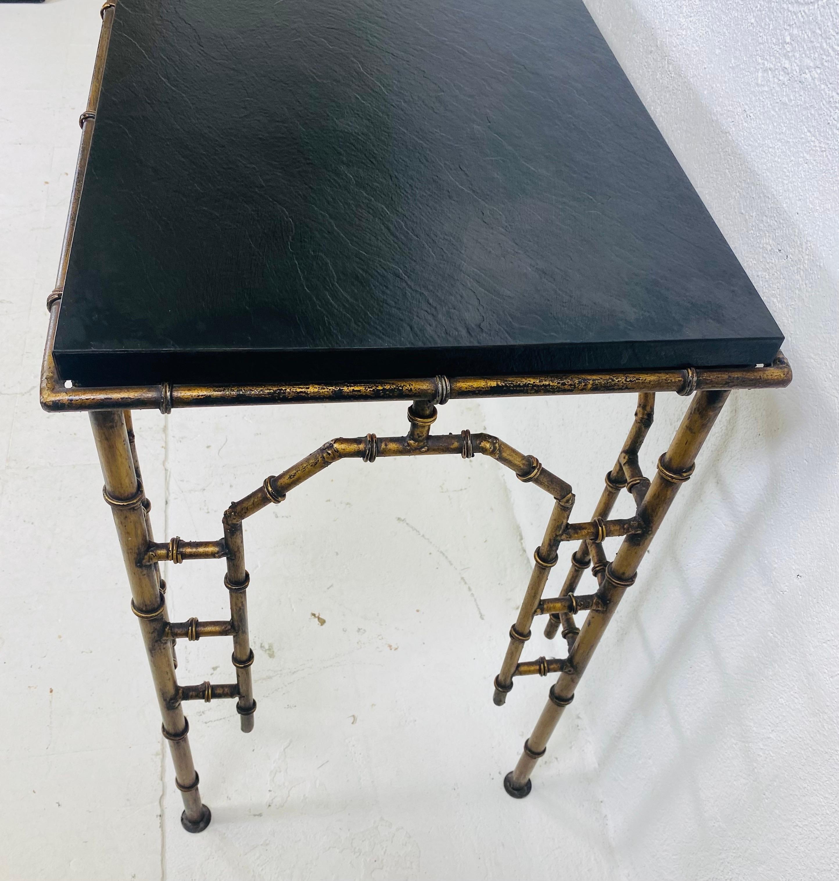Consola/sofá de hierro forjado de imitación de bambú vintage de mediados de siglo Estadounidense en venta