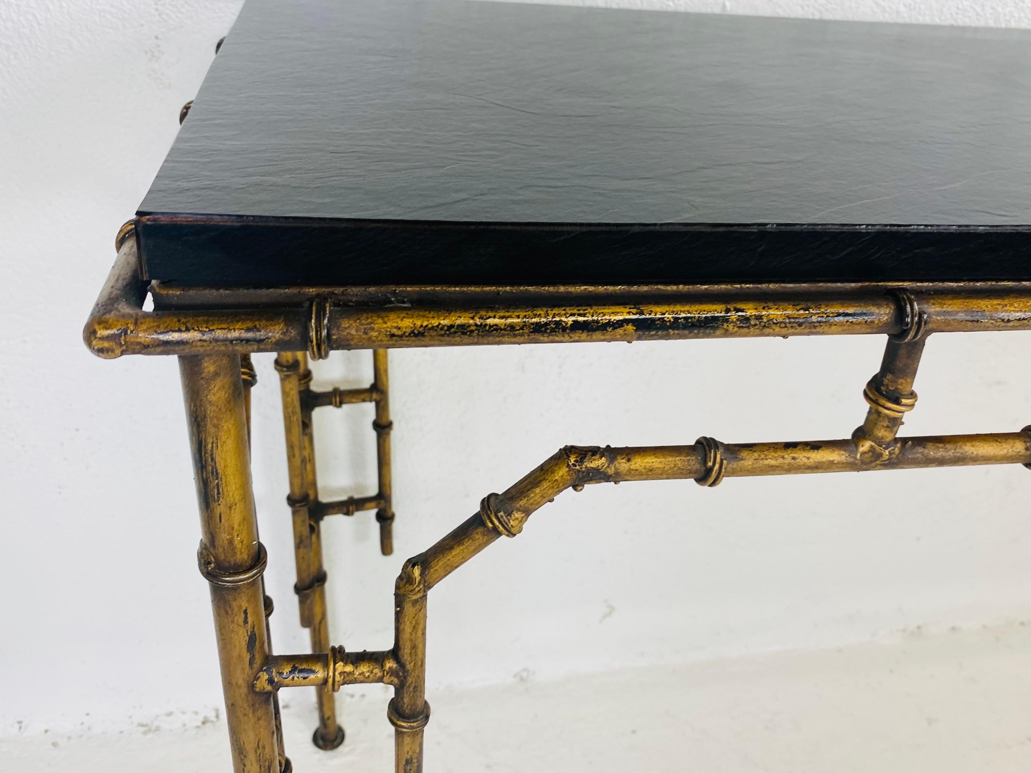 Consola/sofá de hierro forjado de imitación de bambú vintage de mediados de siglo en venta 1