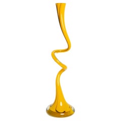 Midcentury Vintage Yellow and Black Swivel Curly Big Vase, Italy, 1960s