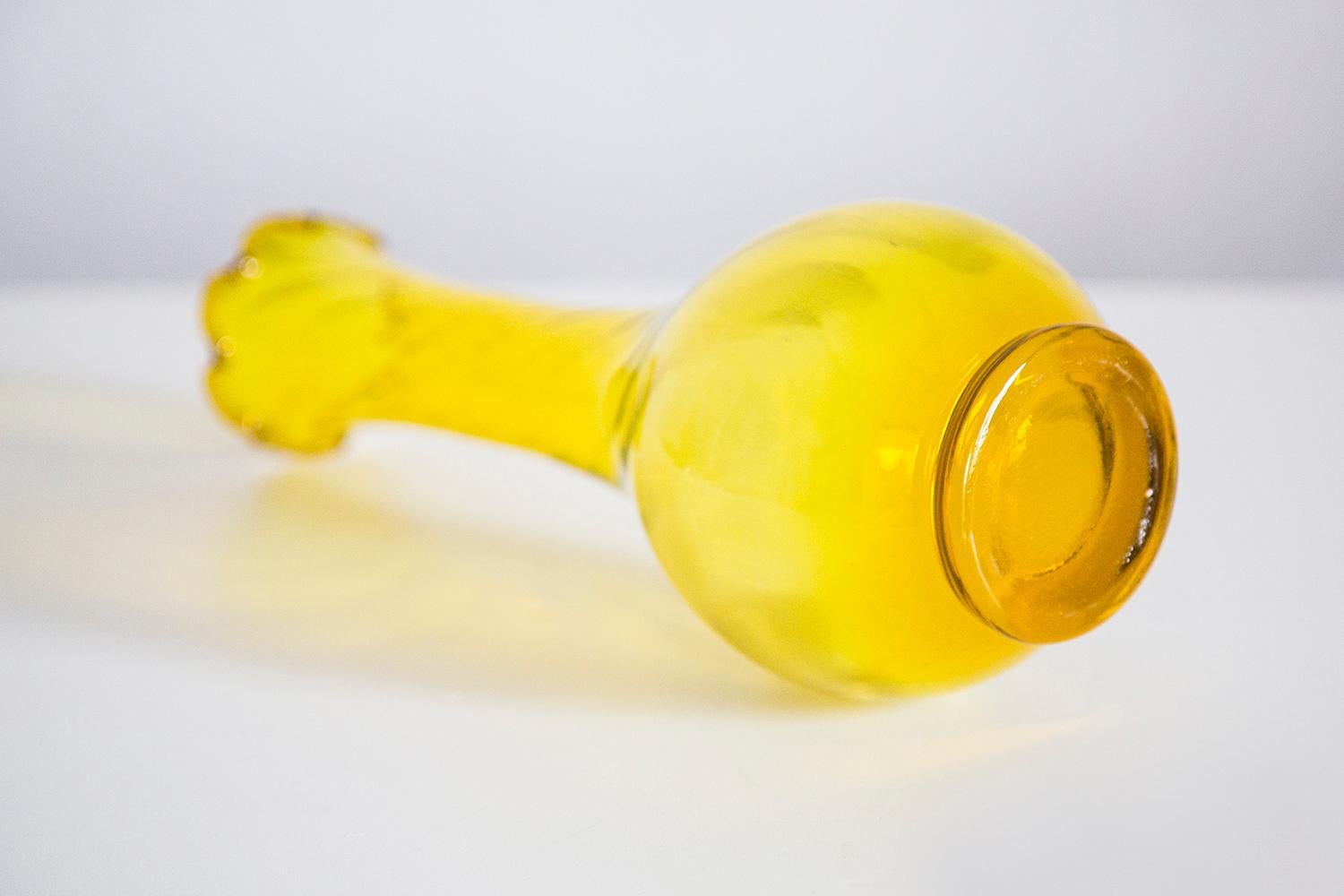 Mid Century Vintage Yellow Artistic Glass Vase, Europe, 1970s For Sale 2