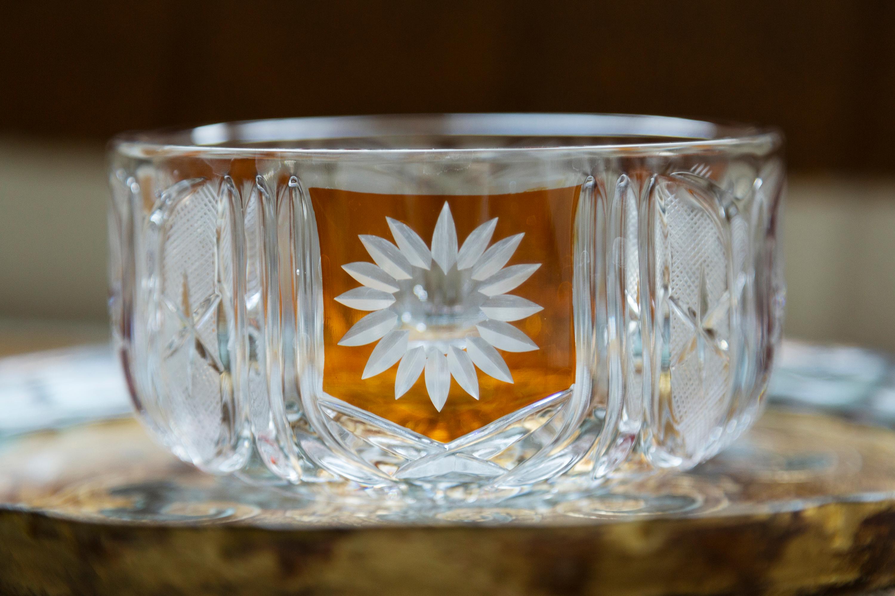 Midcentury Vintage Yellow Crystal Glass Sugar Bowl, Italy, 1960s In Good Condition For Sale In 05-080 Hornowek, PL