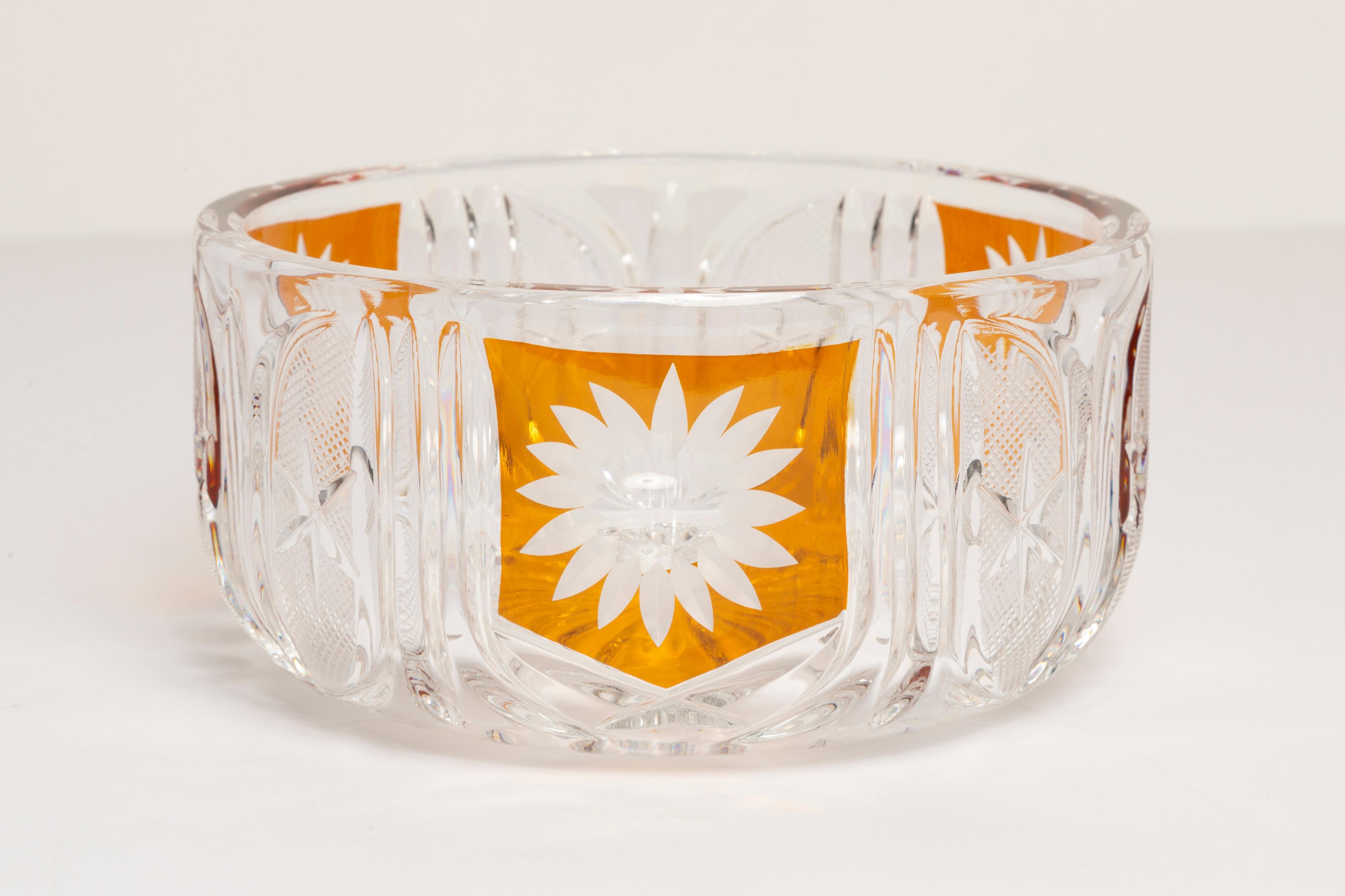 20th Century Midcentury Vintage Yellow Crystal Glass Sugar Bowl, Italy, 1960s For Sale
