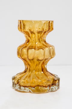 Mid Century Vintage Yellow Ingrid Glass Vase Rock Crystal, Germany, 1970s