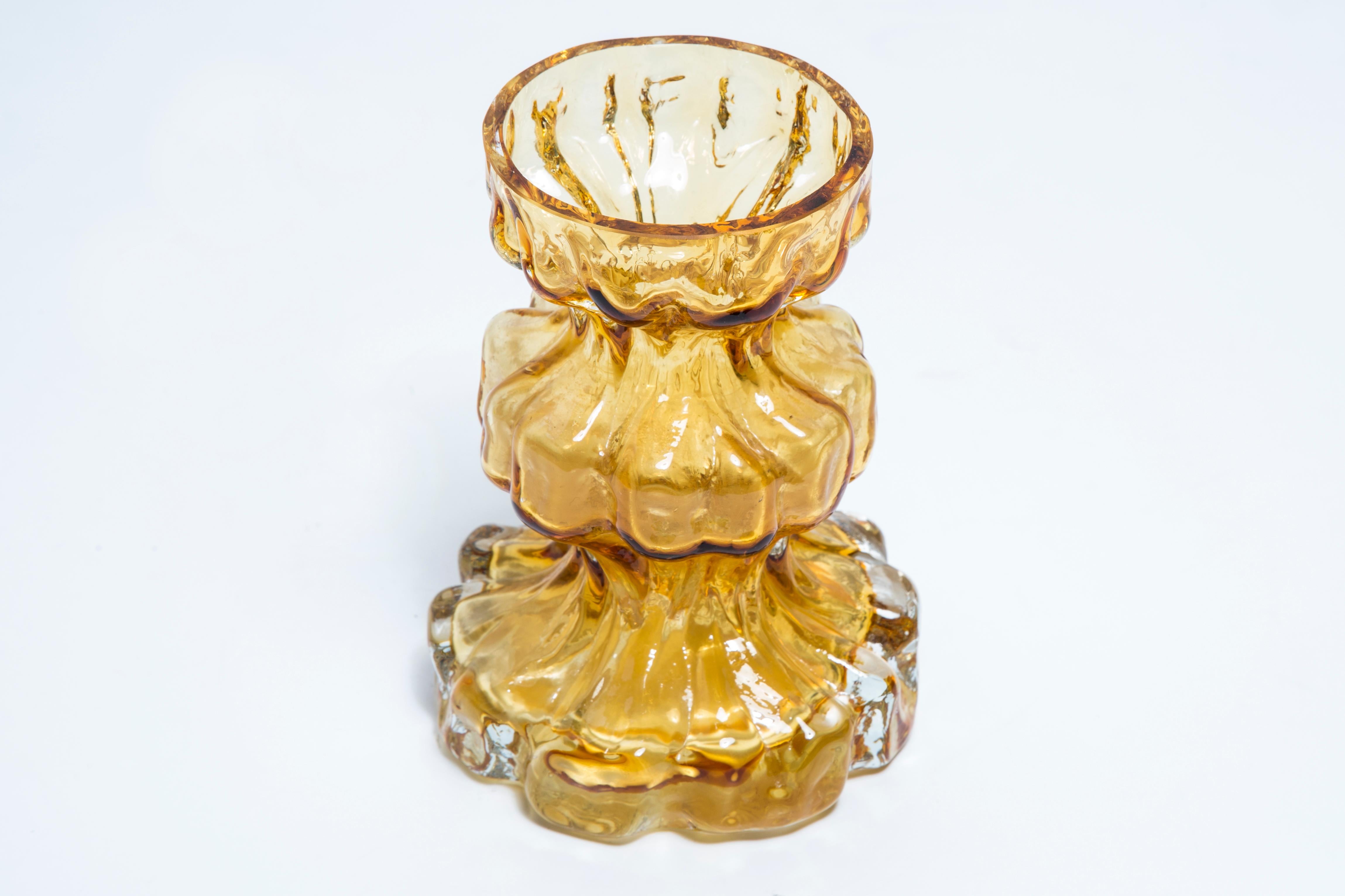 Mid Century Vintage Yellow Ingrid Glass Vase Rock Crystal, Germany, 1970s For Sale 2