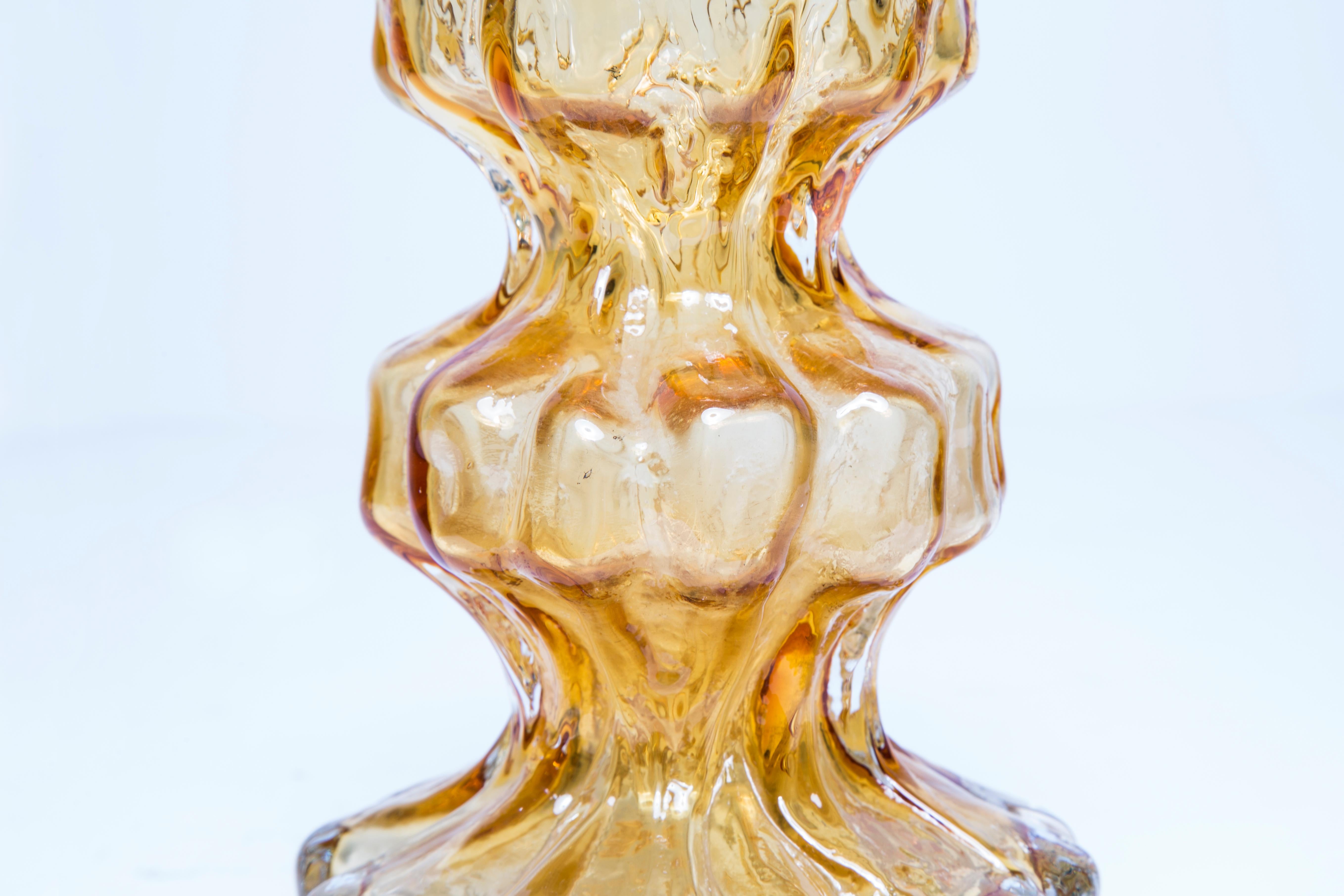 Mid Century Vintage Yellow Ingrid Glass Vase Rock Crystal, Germany, 1970s For Sale 4