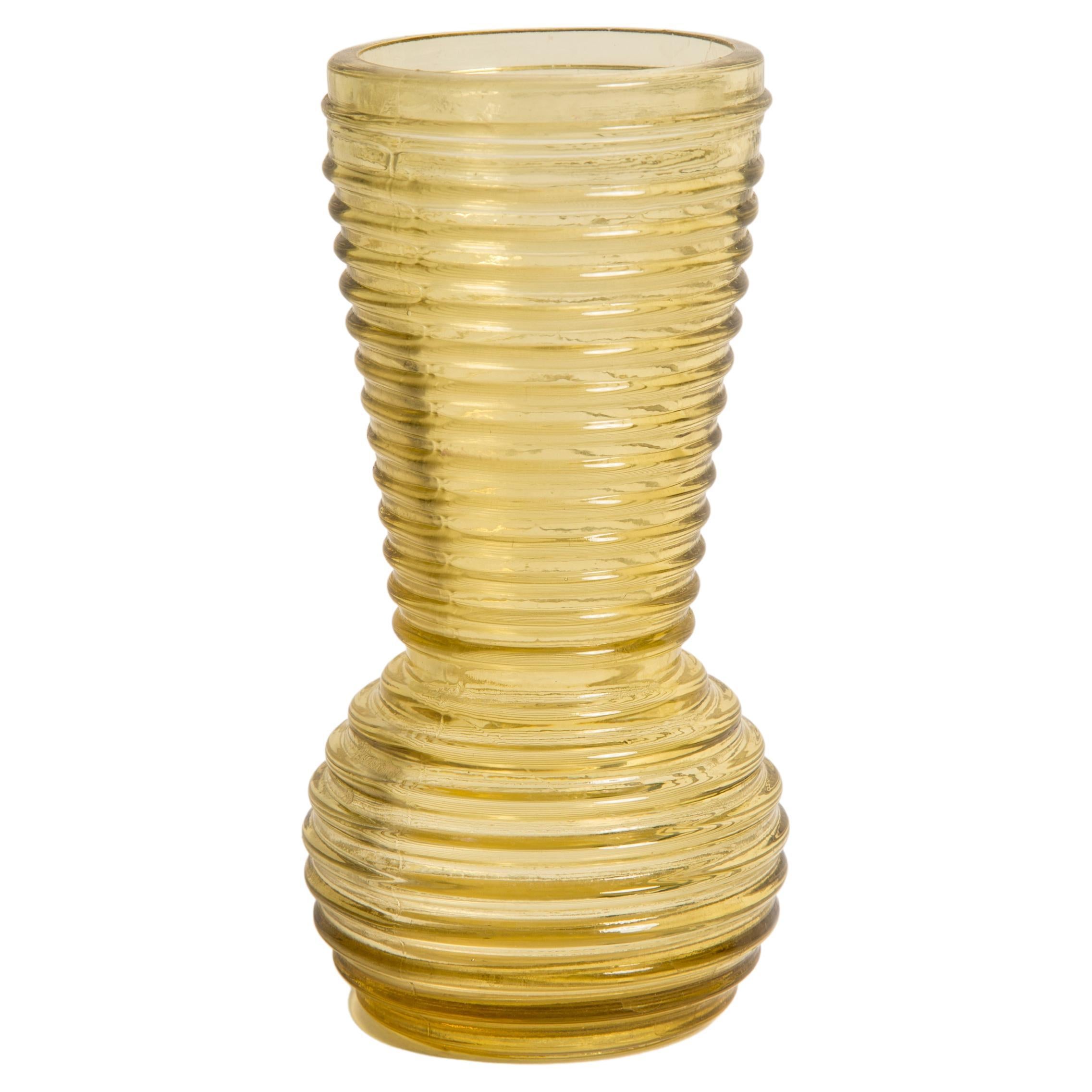 Midcentury Vintage Yellow Small Geometric Vase, Europe, 1960s