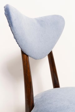 Mid Century Violet Blue Heart Cotton-Velvet Chair, Europe, 1960s