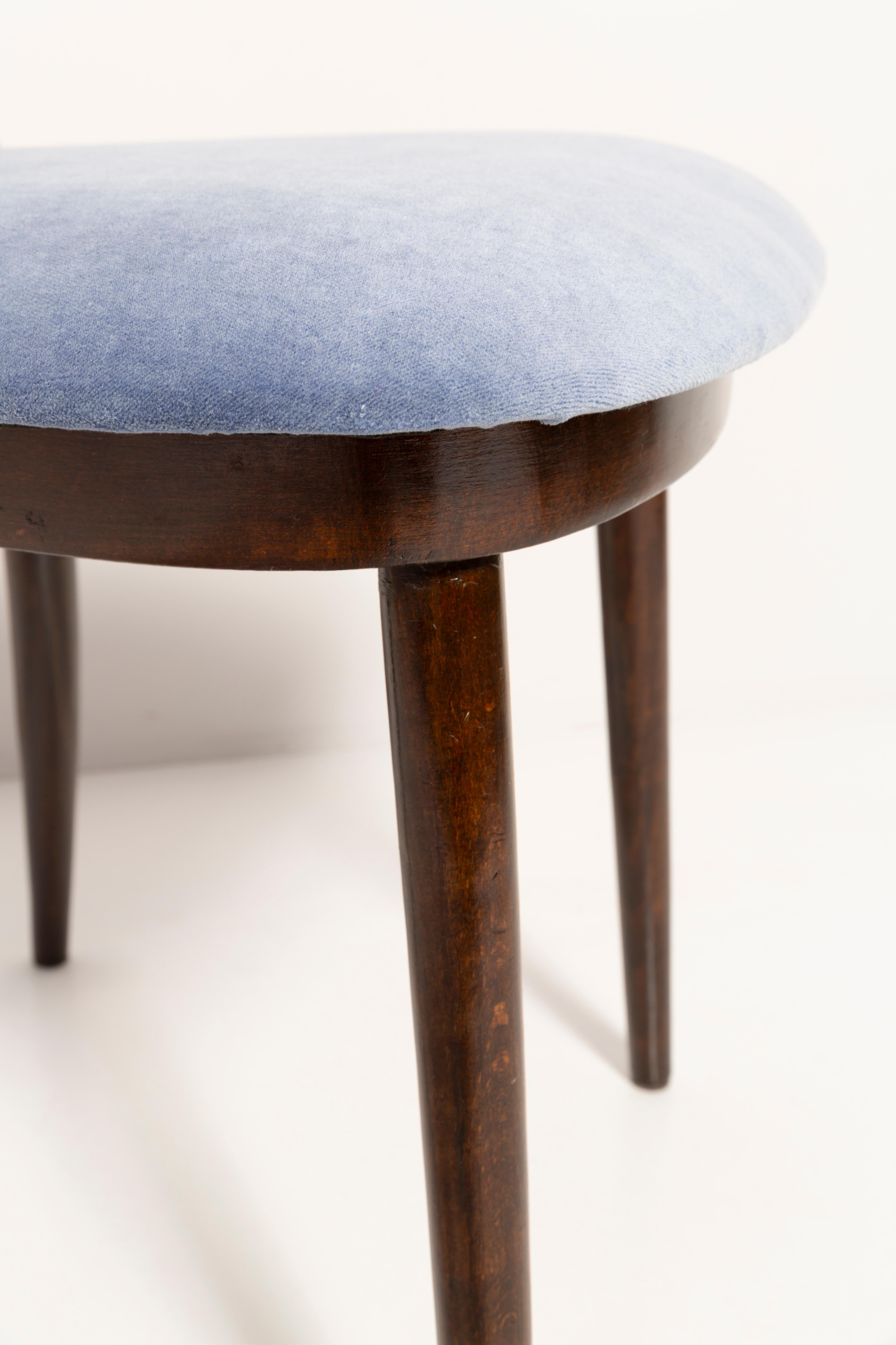 Mid-Century Modern Mid Century Violet Blue Heart Cotton-Velvet Chair, Europe, 1960s For Sale
